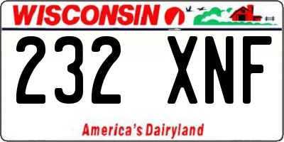 WI license plate 232XNF