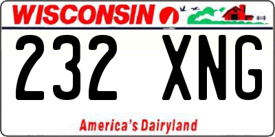 WI license plate 232XNG