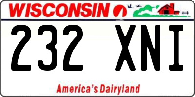 WI license plate 232XNI