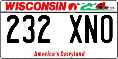 WI license plate 232XNO