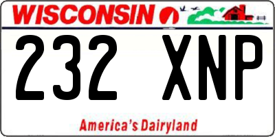 WI license plate 232XNP