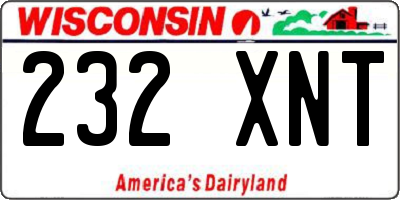 WI license plate 232XNT