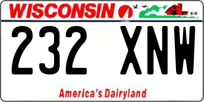 WI license plate 232XNW