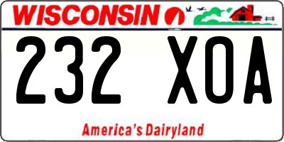 WI license plate 232XOA
