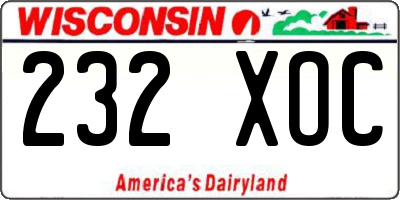 WI license plate 232XOC