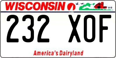 WI license plate 232XOF