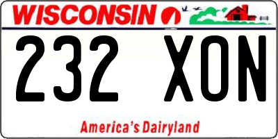 WI license plate 232XON