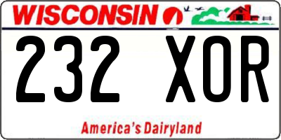 WI license plate 232XOR