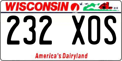 WI license plate 232XOS