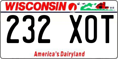 WI license plate 232XOT