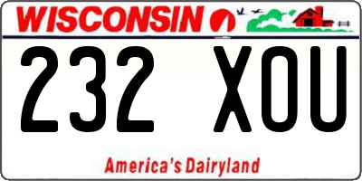 WI license plate 232XOU