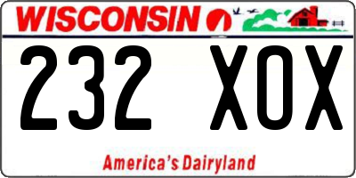 WI license plate 232XOX