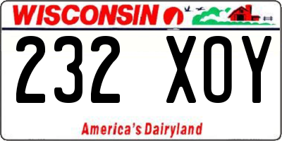 WI license plate 232XOY