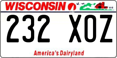 WI license plate 232XOZ