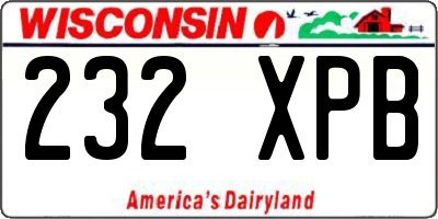 WI license plate 232XPB