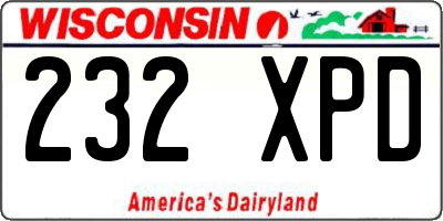 WI license plate 232XPD