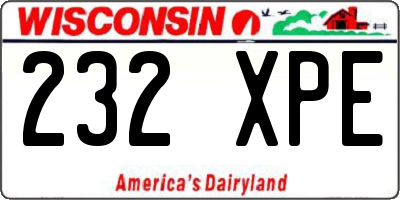 WI license plate 232XPE