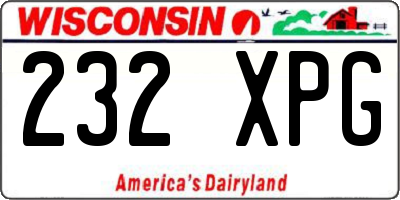 WI license plate 232XPG