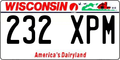WI license plate 232XPM