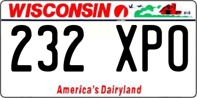 WI license plate 232XPO