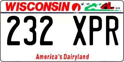 WI license plate 232XPR