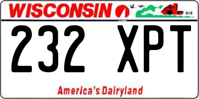 WI license plate 232XPT