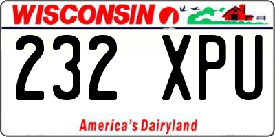 WI license plate 232XPU