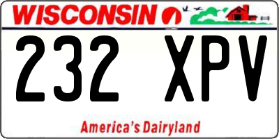 WI license plate 232XPV