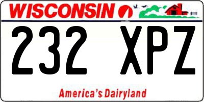 WI license plate 232XPZ