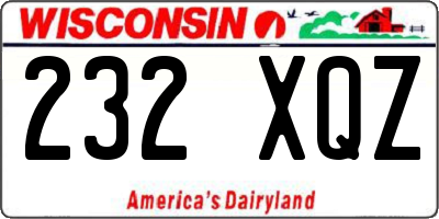 WI license plate 232XQZ