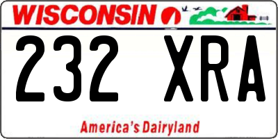 WI license plate 232XRA