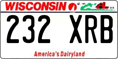 WI license plate 232XRB