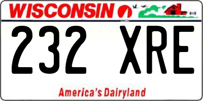 WI license plate 232XRE