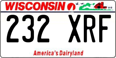 WI license plate 232XRF