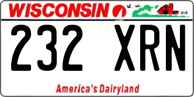 WI license plate 232XRN