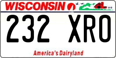 WI license plate 232XRO