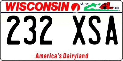 WI license plate 232XSA