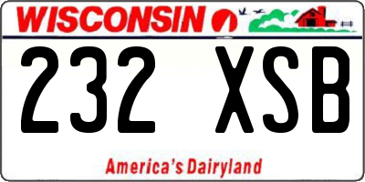 WI license plate 232XSB