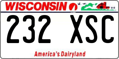 WI license plate 232XSC