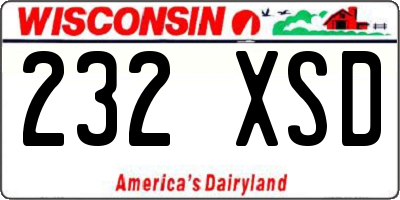 WI license plate 232XSD
