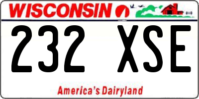 WI license plate 232XSE