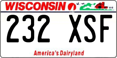 WI license plate 232XSF