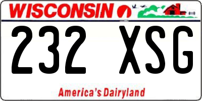 WI license plate 232XSG