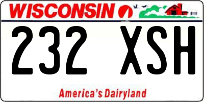 WI license plate 232XSH