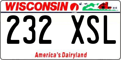 WI license plate 232XSL