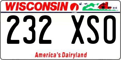WI license plate 232XSO