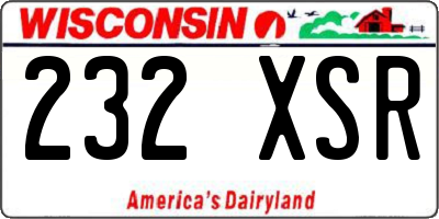 WI license plate 232XSR