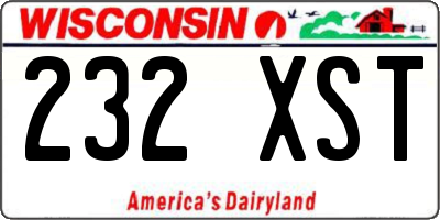 WI license plate 232XST