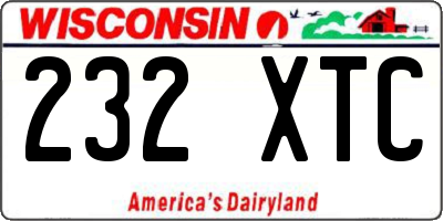WI license plate 232XTC