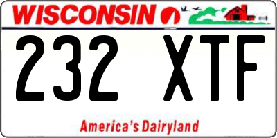 WI license plate 232XTF
